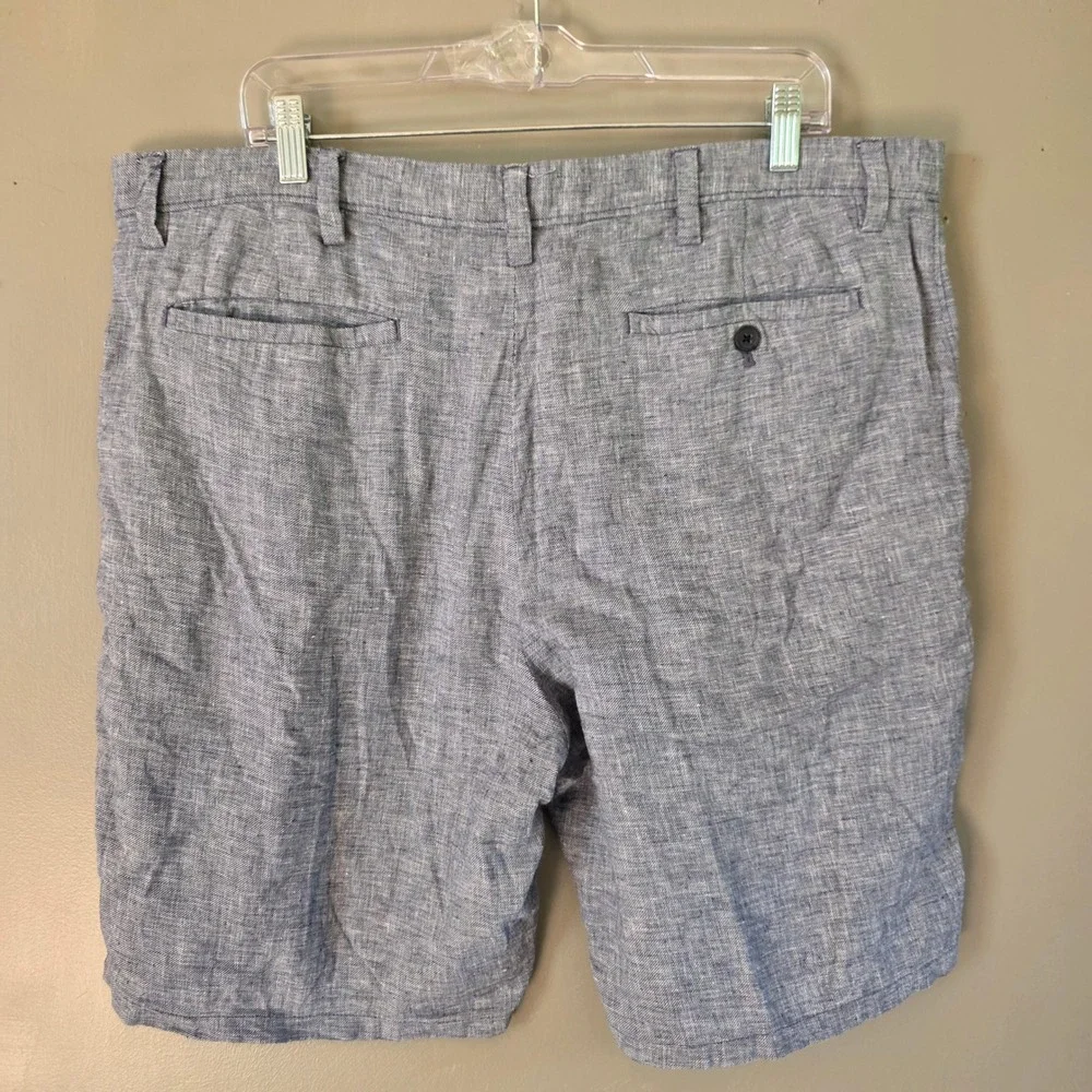 Banana Republic Mens Linen Aiden Shorts Size 38 Blue Cotton Blend Coastal